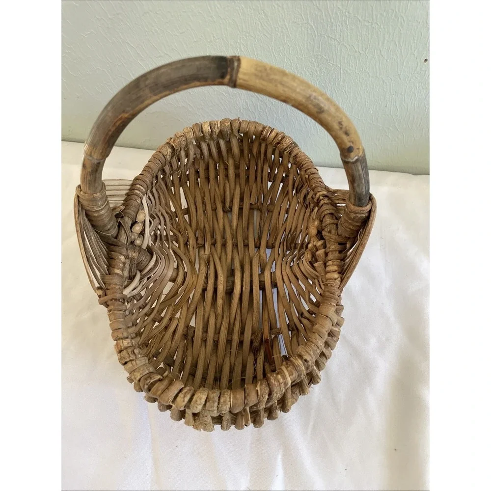 BUTTOCKS egg splint basket handmade rustic vintage primitive God's Eye 10x10x7‎
